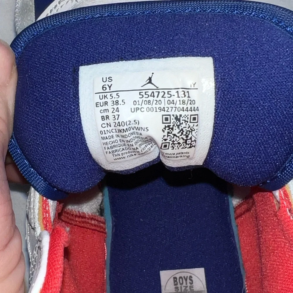 Air Jordan 1 Mid White/Blue/Orange/Red Kids Shoe Size 6Youth - Picture 11 of 14